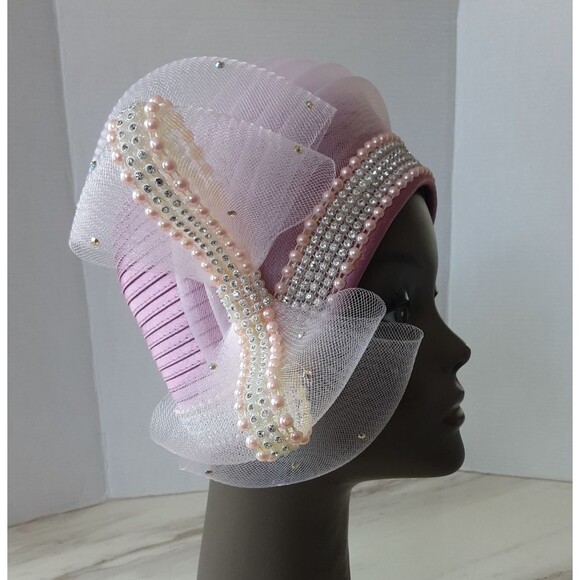 CHARM\'S Avant-Garde Glam Crystal | Pearl Fascinator Derby Church Hat - NWT